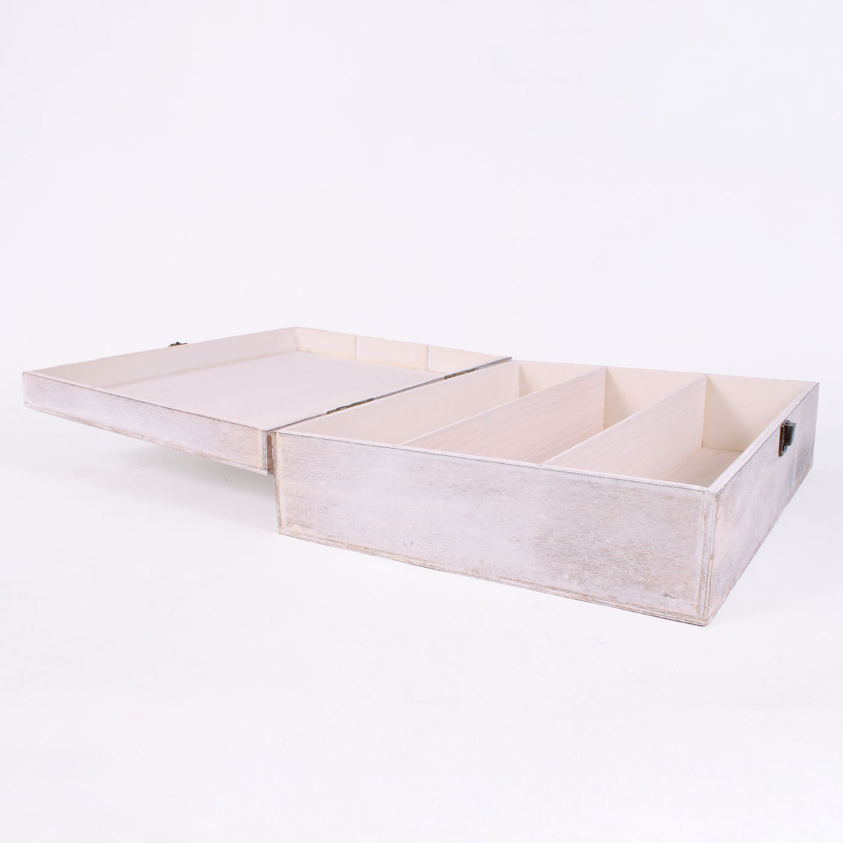 Portabottiglia in legno di paulownia per 3 bottiglie, 36x30x10 cm