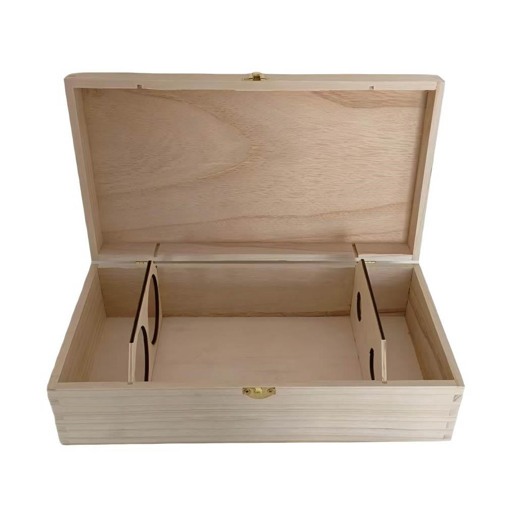 Cassetta abete naturale 2 bottiglie, 35,5x18x10 cm