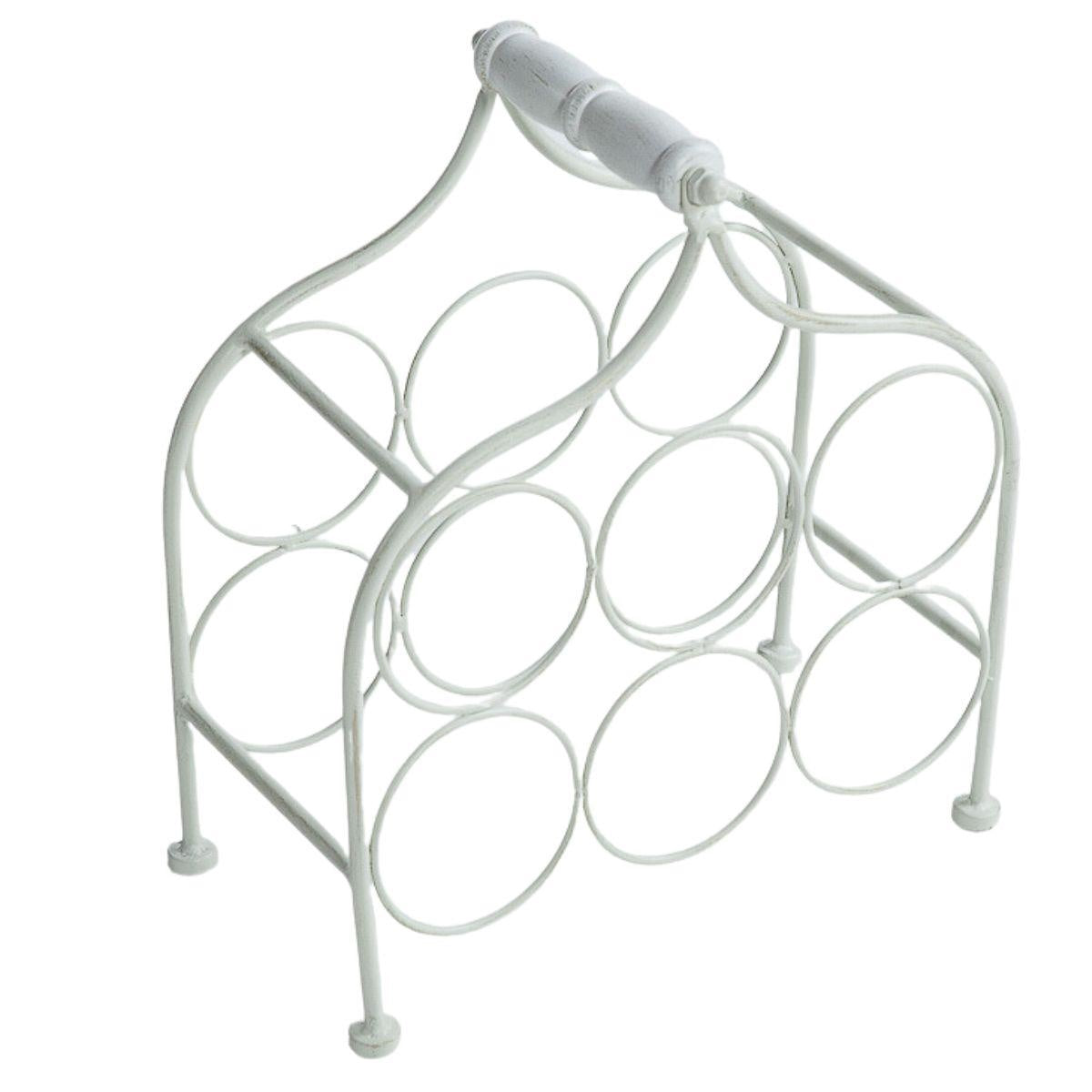 Portabottiglie in metallo in metallo bianco, 33X17H36 cm