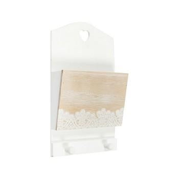 Tasca portaoggetti in legno naturale con pizzo bianco (kit da 3)