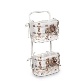 Tasca a 2 posti foderata bianca, 18x10x40 cm (kit da 3)