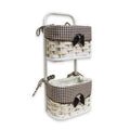 Tasca doppia bianca con fodera a fiocco marrone, 18x10x40 cm (kit da 3)