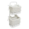 Tasca doppia in bambù bianco con fodera, 18x10H40 cm (kit da 3)