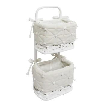 Tasca doppia in bambù bianco con fodera, 18x10H40 cm (kit da 3)