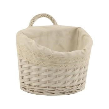 Tasca da muro in vimini bianco foderata (kit da 5)