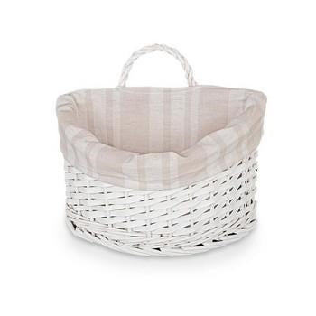 Tasca portaoggetti in vimini bianco con fodera a righe (kit da 5)