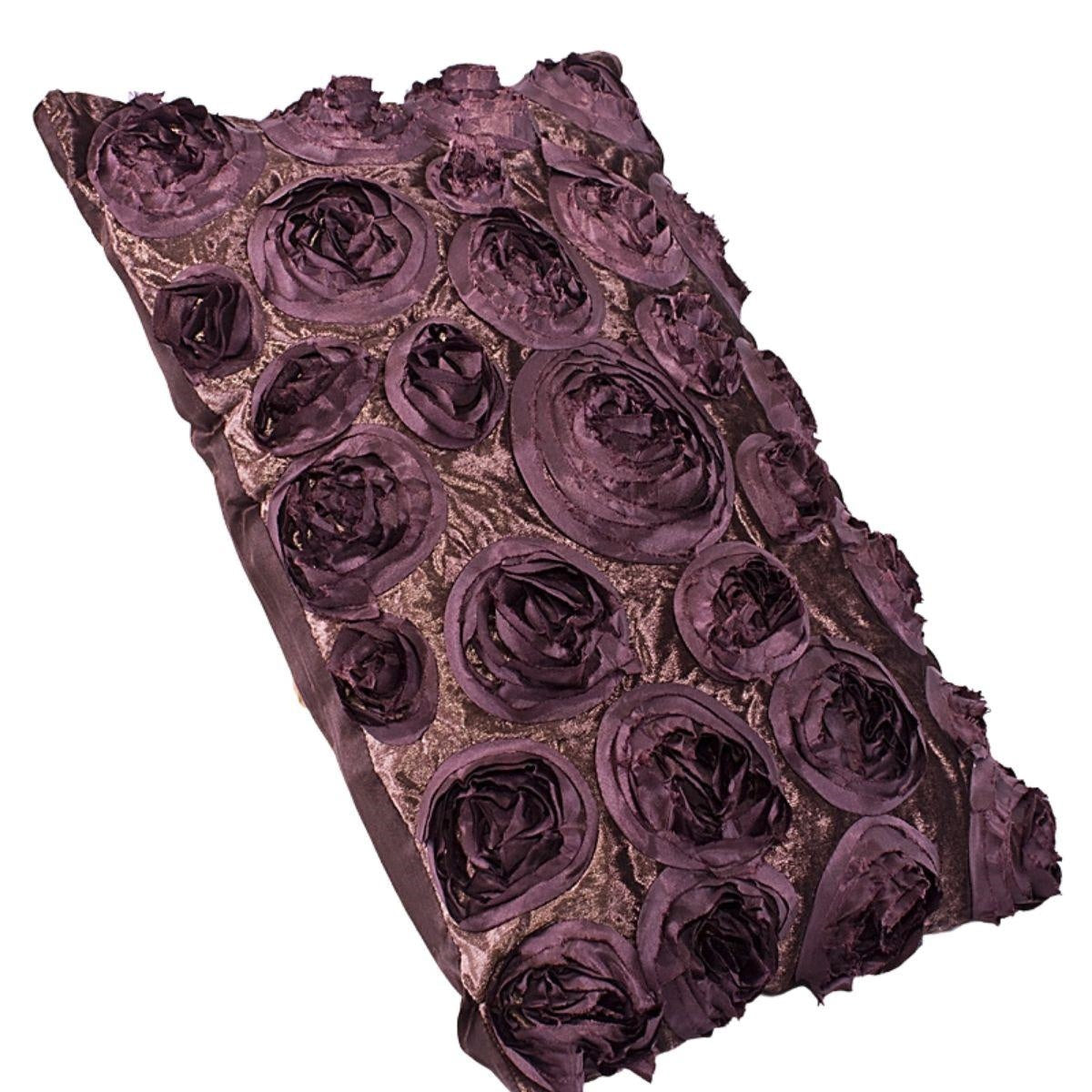 Cuscino in velluto marrone con rose, 35x50 cm