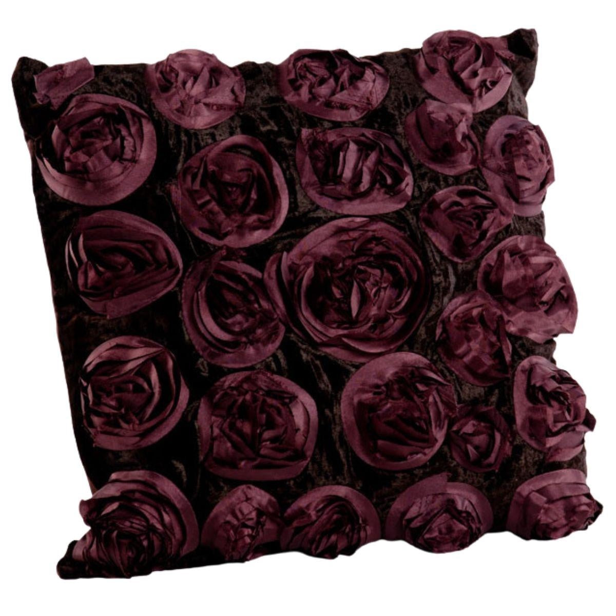 Cuscino in velluto marrone con rose, 50x50 cm