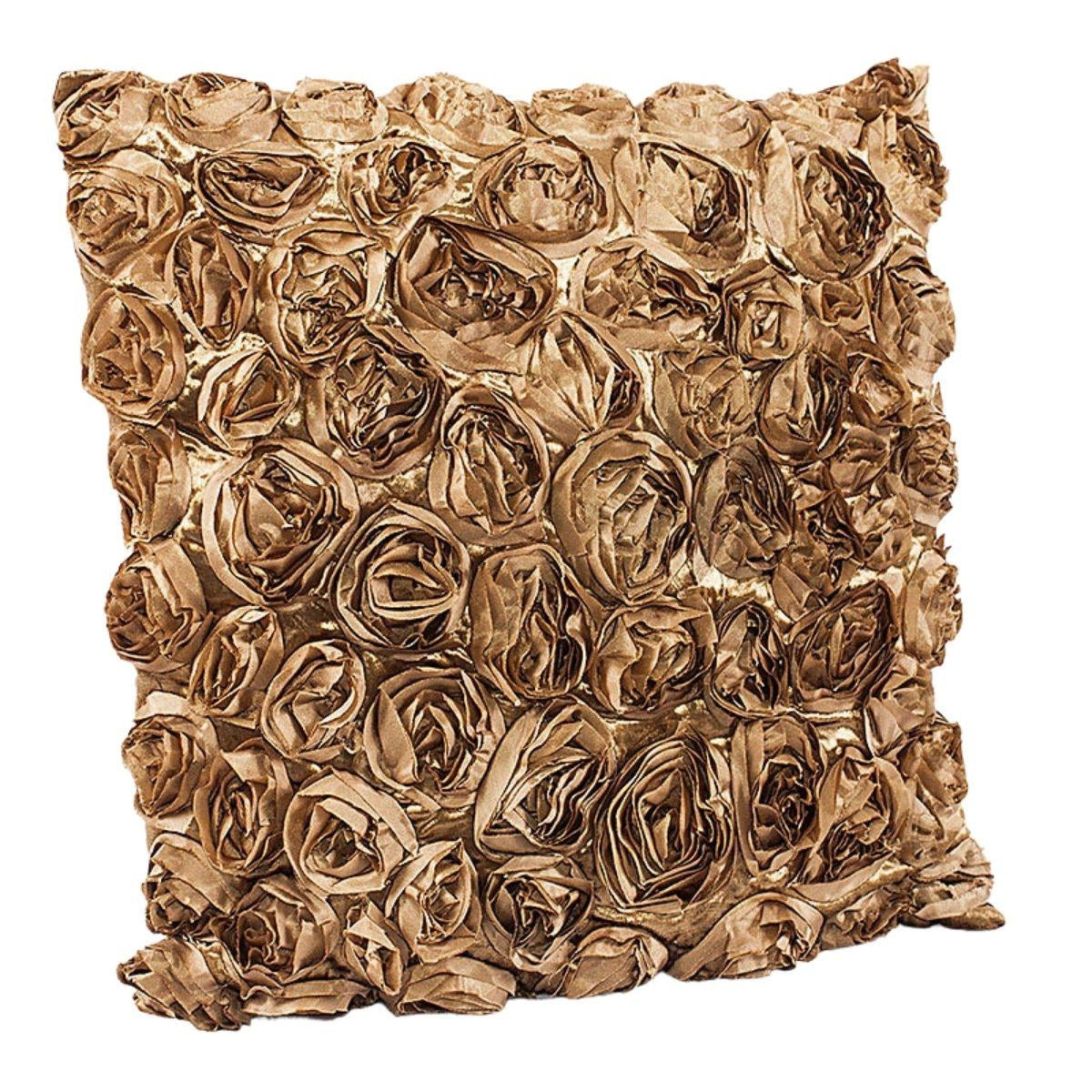 Cuscino in velluto oro con rose, 35x50 cm