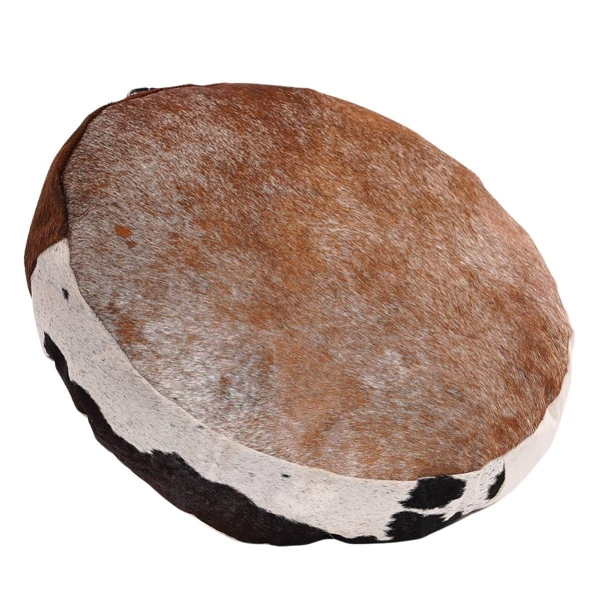 Cuscino rotondo in pelle di mucca, Ø60H10 cm