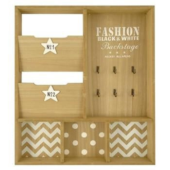 Portachiavi e portaposta in legno naturale e bianco (kit da 3)