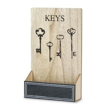 Portachiavi con tasca in legno naturale (kit da 5)