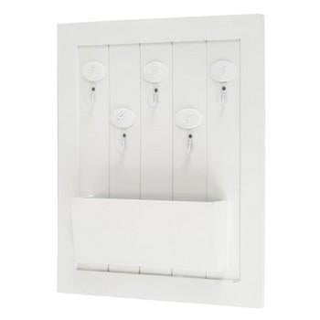 Porta chiavi da appendere legno bianco, 25,5x4,5x29,5 cm