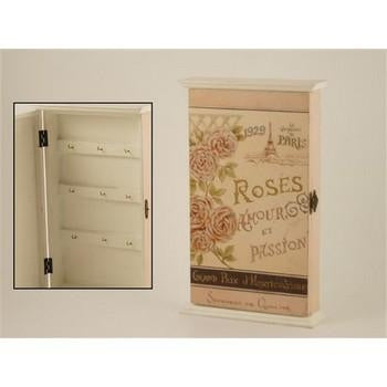 Portachiavi da parete in latta decoro Roses (kit da 10)