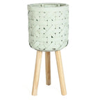 Vaso bianco con piedini in legno, Ø21H48 cm