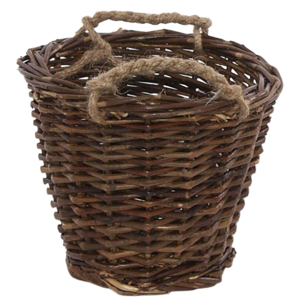 Cesto portafiori in vimini grezzo con manici in corda, Ø20H17 cm (kit da 5)