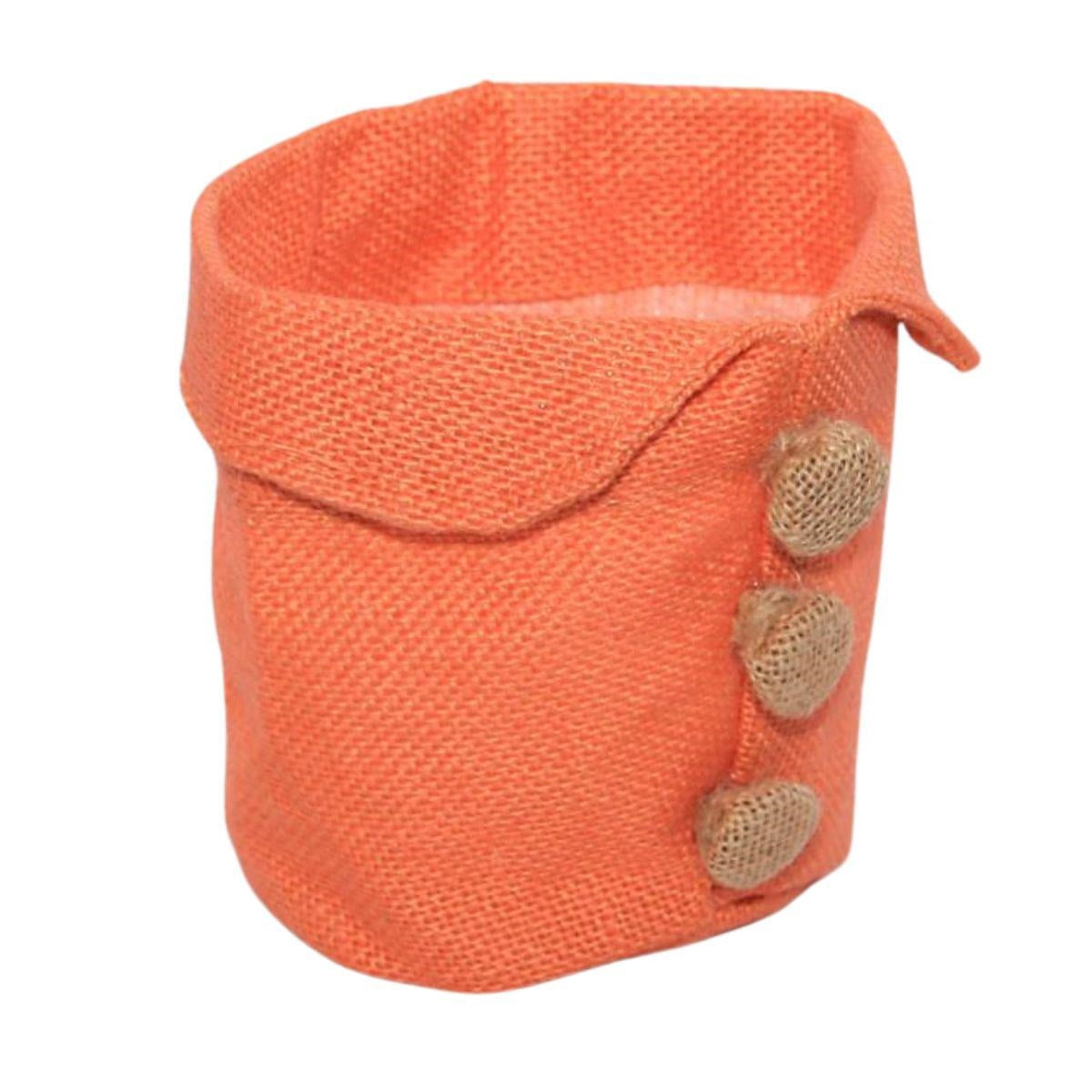 Coprivaso in juta arancione, Ø13H10 cm (kit da 10)