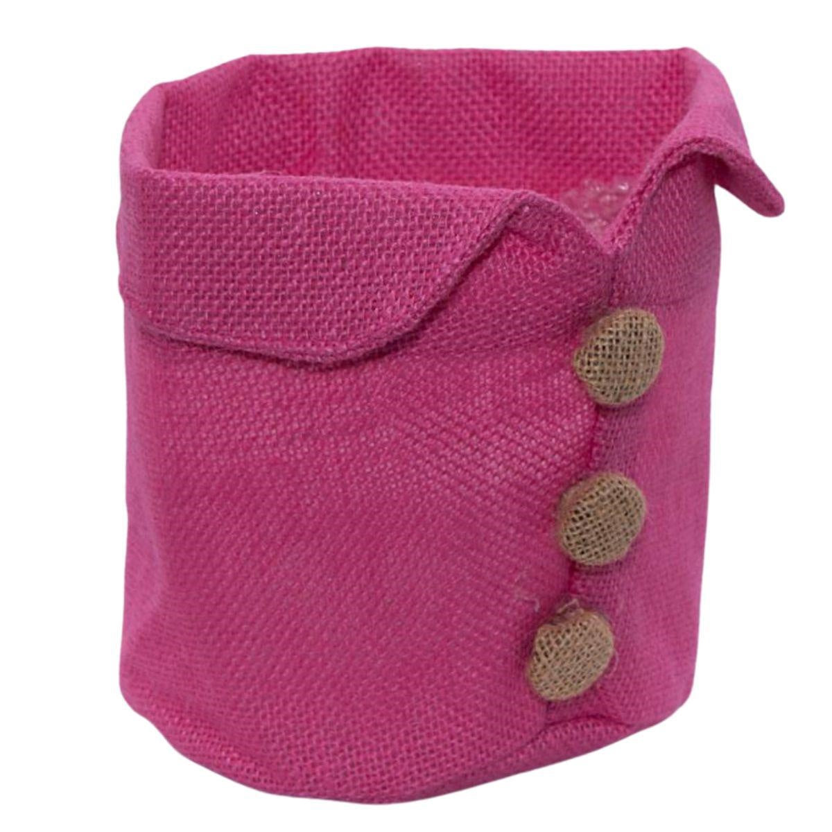 Coprivaso fucsia in juta, Ø15x12 cm
