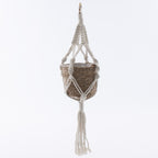 Portavaso pensile in corda con sostegno in cotone, Ø14H72 cm (kit da 3)