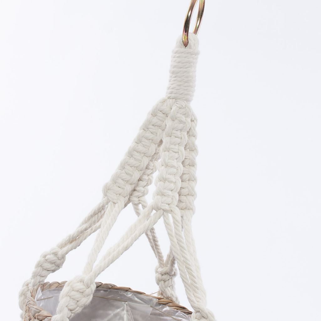 Portavaso pensile in corda con sostegno in cotone, Ø14H72 cm (kit da 3)