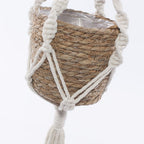 Portavaso pensile in corda con sostegno in cotone, Ø14H72 cm (kit da 3)
