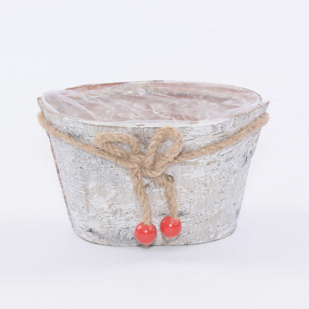 Vaschetta in corteccia e juta, 16x11H10 cm (kit da 10)