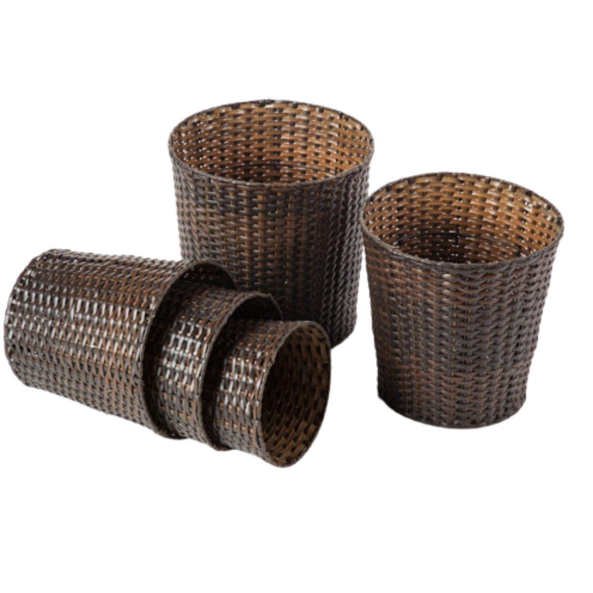 Cesto in polyrattan marrone, Ø37H37 cm, set di 5
