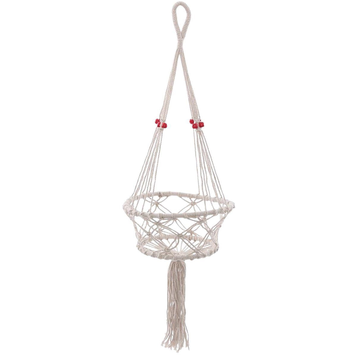 Portavaso pensile beige in cotone, Ø23H80 cm