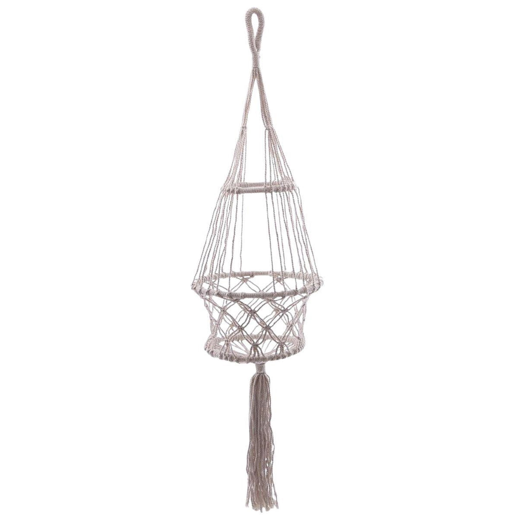 Portavaso pensile beige in cotone, Ø23H80 cm (kit da 3)