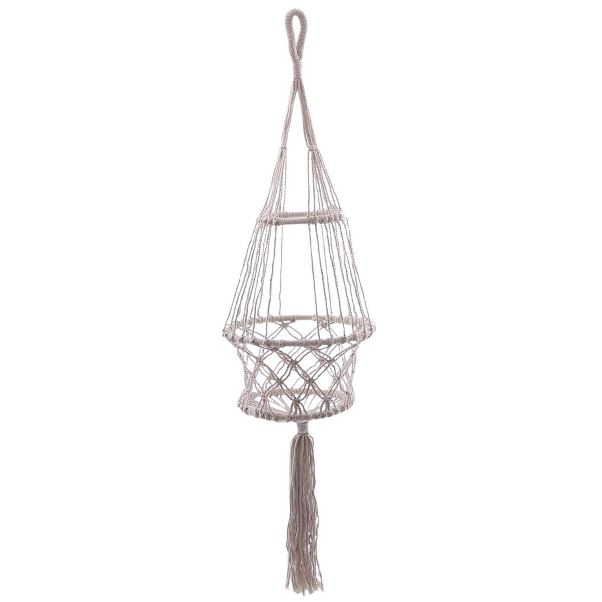 Portavaso pensile beige in cotone, Ø23H80 cm (kit da 3)