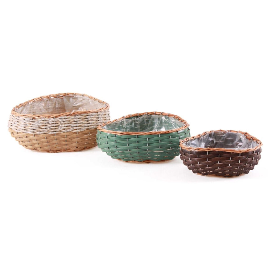 Ciotola in vimini e pvc in set di 3, 30X30H14 cm