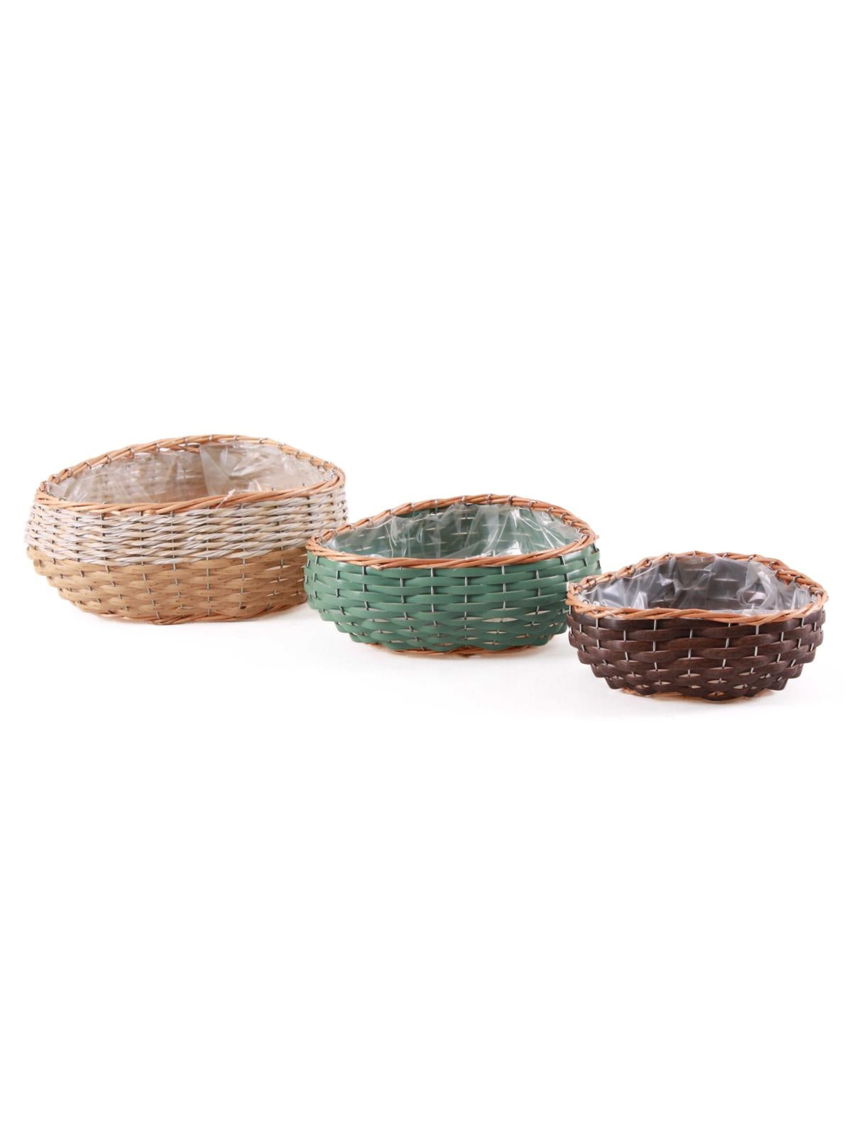 Ciotola in vimini e pvc in set di 3, 30X30H14 cm