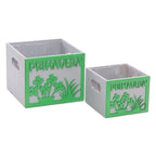Portavaso verde in legno Primavera in set di 2, 15x15H12 cm