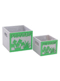 Portavaso verde in legno Primavera in set di 2, 15x15H12 cm (kit da 3)