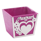 Portavaso fucsia in legno Auguri, 14x14x12 cm (kit da 10)