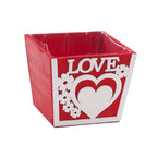 Portavaso in legno rosso Love, 14x14H12 cm (kit da 10)