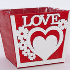 Portavaso in legno rosso Love, 14x14H12 cm (kit da 10)