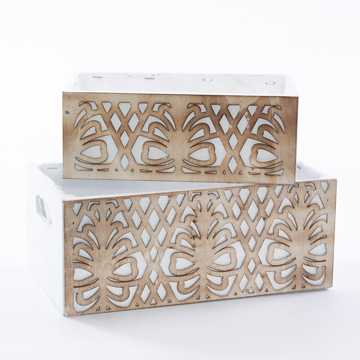 Portavaso in compensato brunito bianco, 32x17H13 cm, set da 2