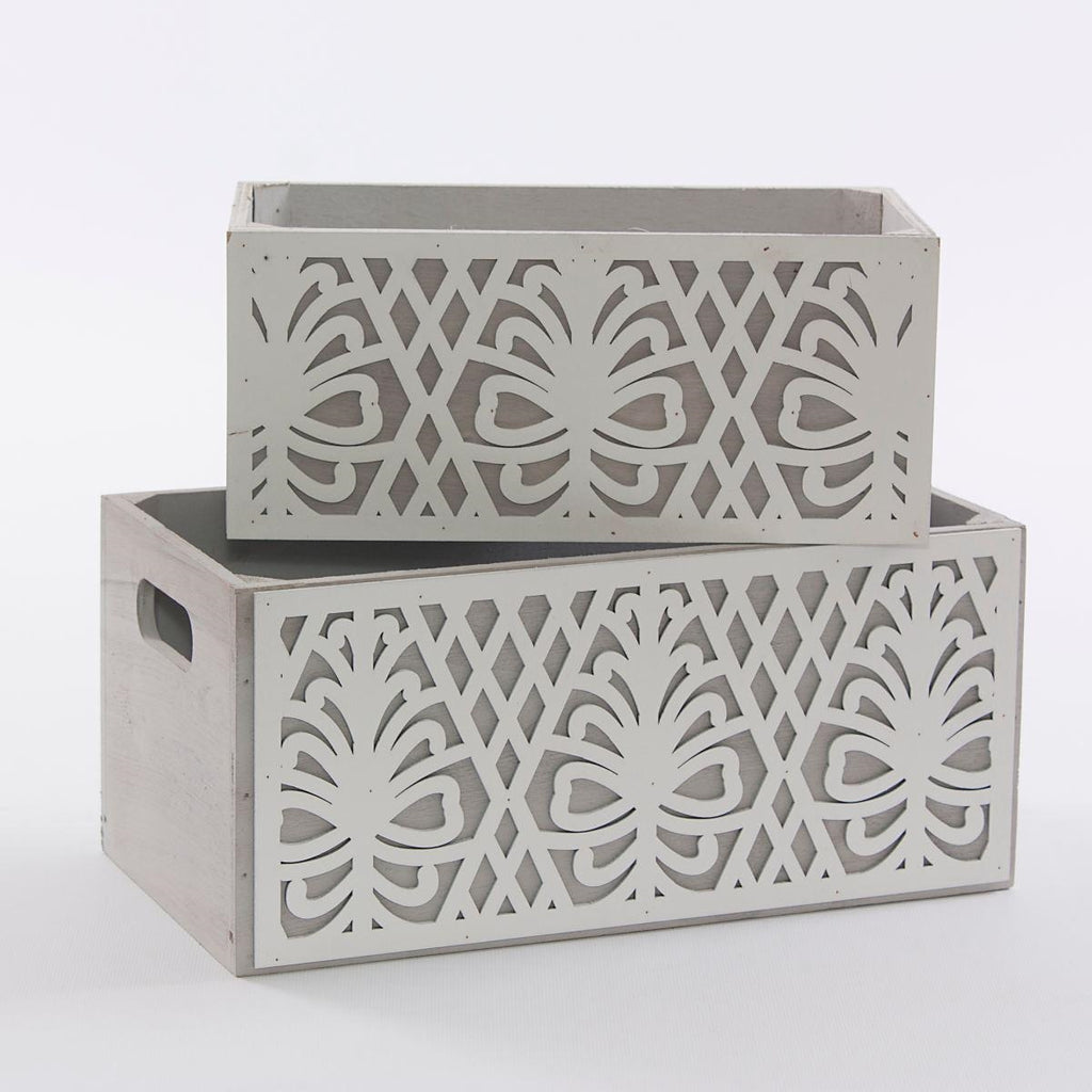 Portavaso a cassetta in legno, set di 2, 32x17x13 cm
