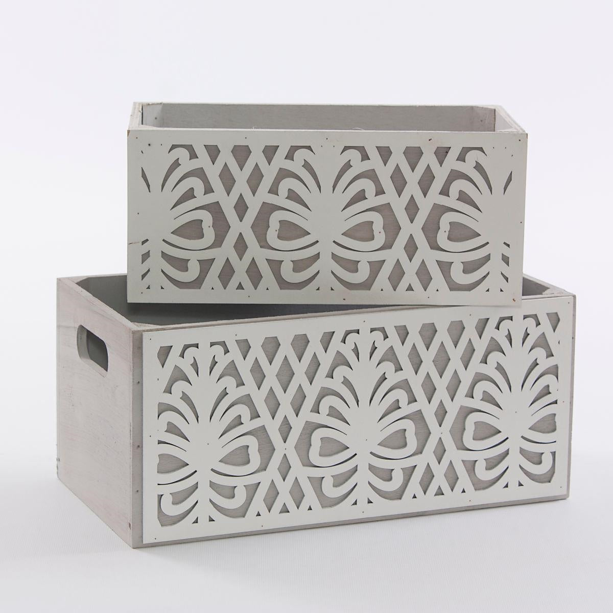 Portavaso a cassetta in legno, set di 2, 32x17x13 cm