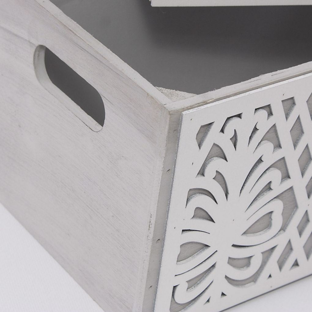 Portavaso a cassetta in legno, set di 2, 32x17x13 cm