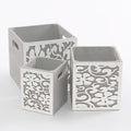 Portavaso in compensato grigio e bianco, set di 3, 19x19H15 cm