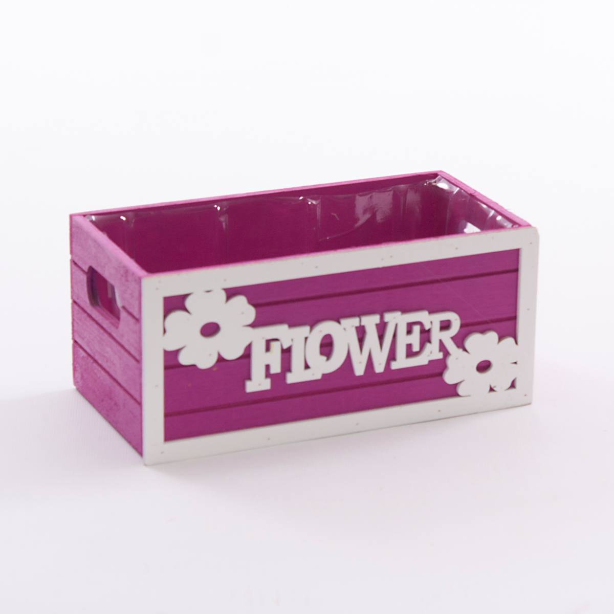 Portavaso fucsia in legno Flowers, 21x11H9 cm (kit da 10)