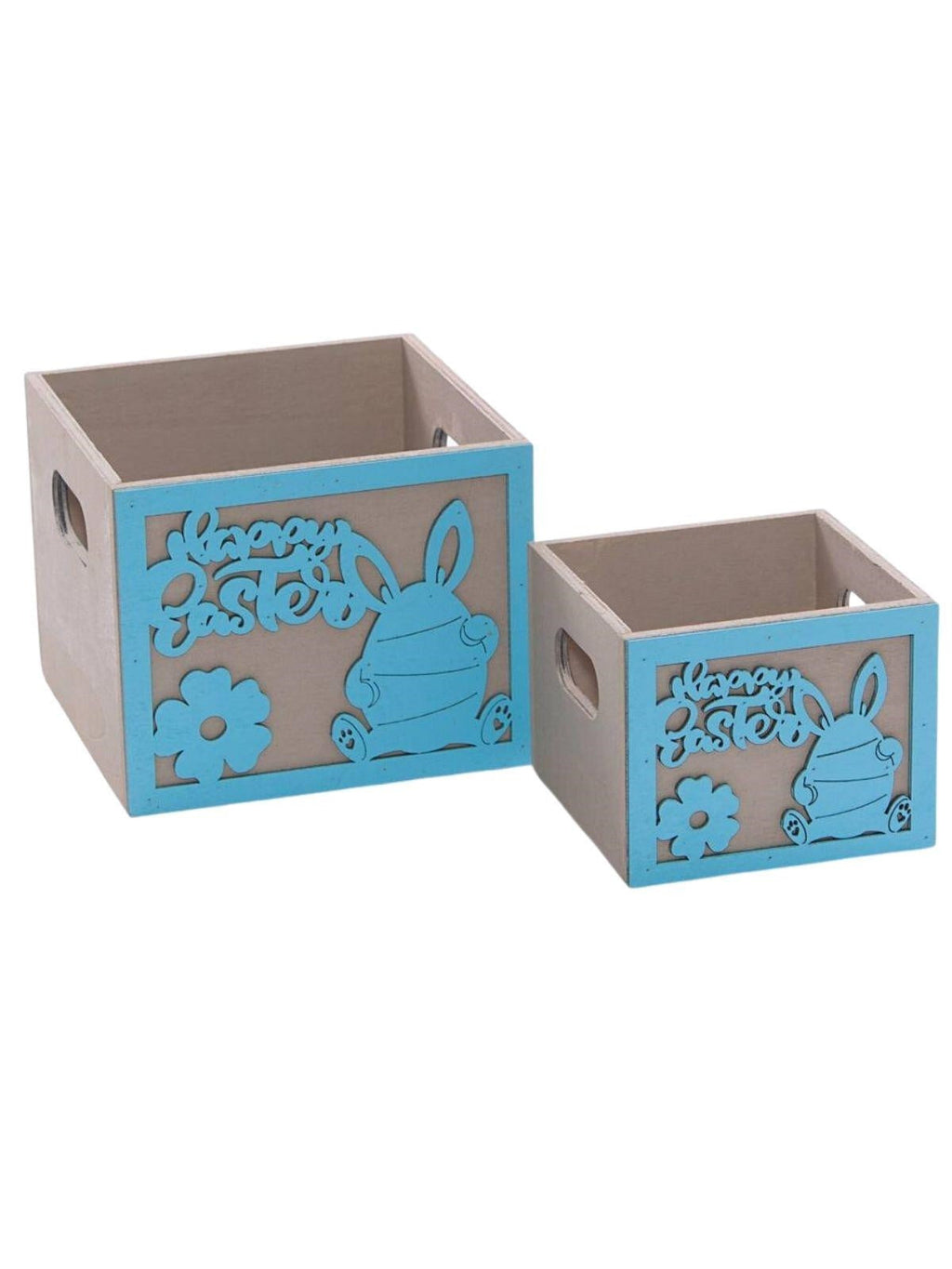 Portavaso azzurro in legno Pasqua in set di 2, 15x15H12 cm (kit da 3)