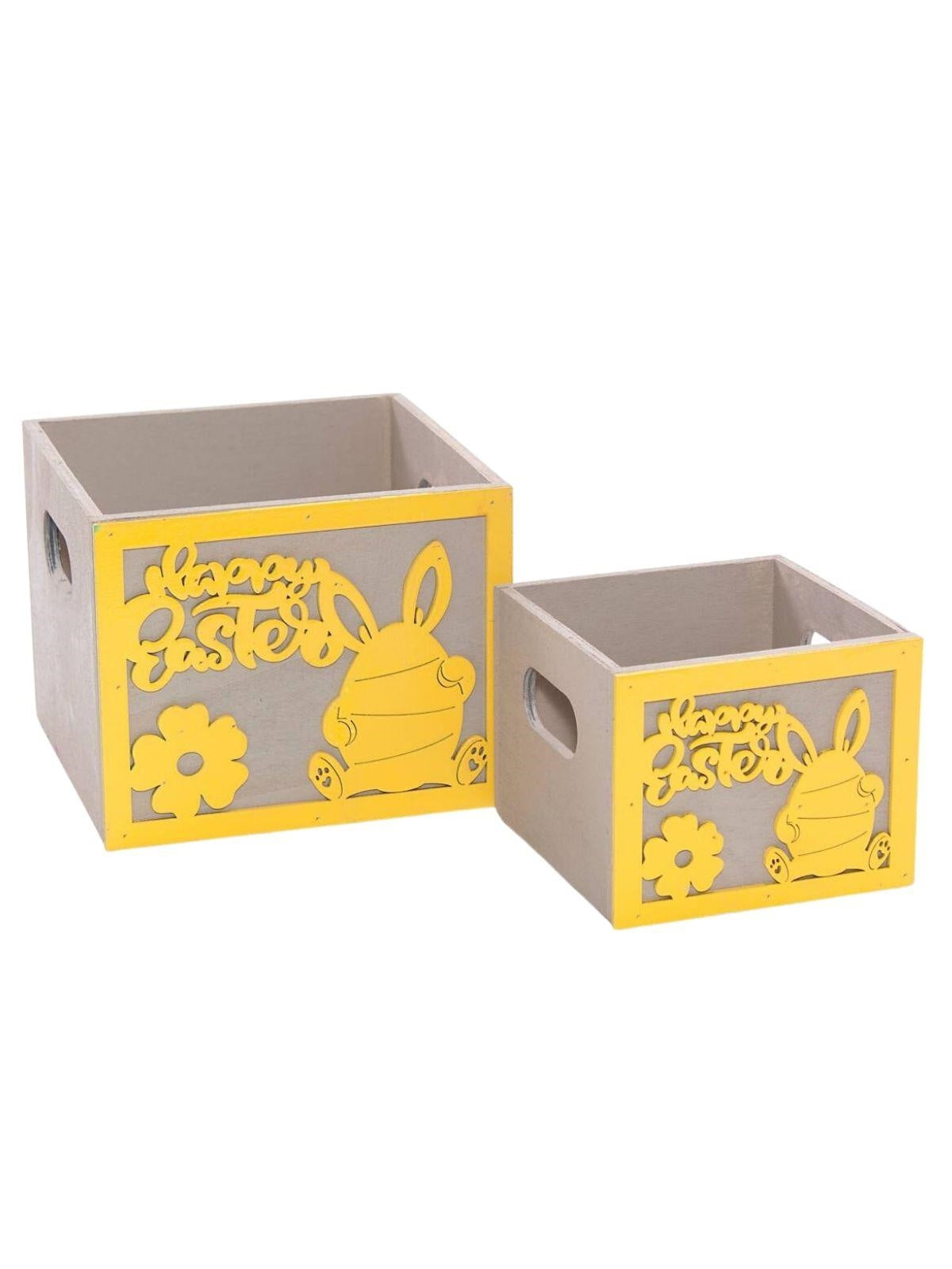 Portavaso giallo in legno Pasqua in set di 2, 15x15H12 cm (kit da 3)