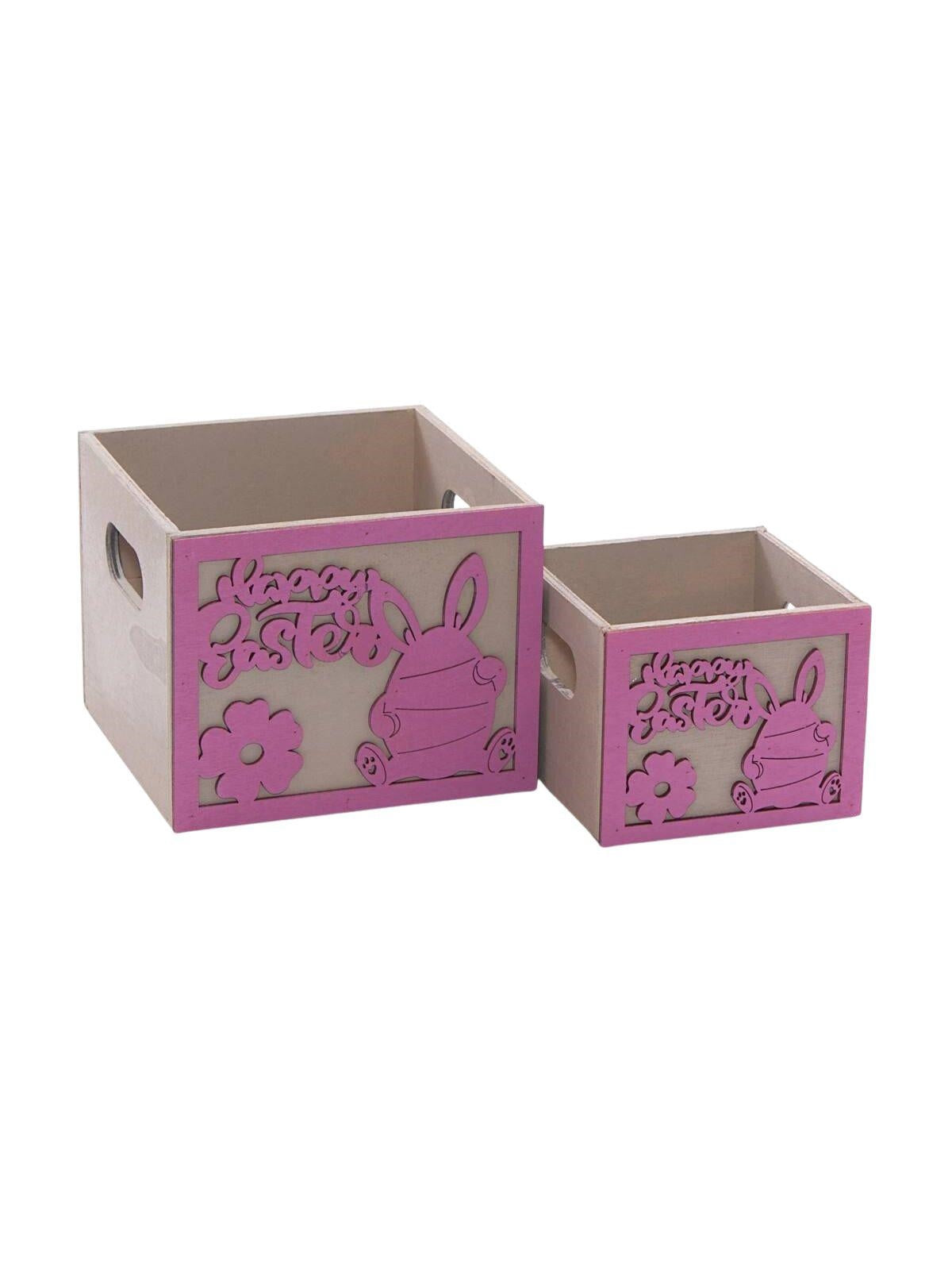 Portavaso rosa in legno Pasqua in set di 2, 15x15H12 cm (kit da 3)