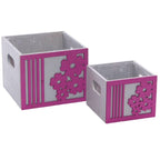 Portavaso fucsia in legno Fiore in set di 2, 15x15H12 cm