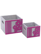Portavaso fucsia in legno Fiore in set di 2, 15x15H12 cm (kit da 3)