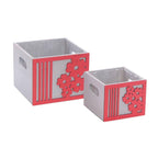 Portavaso rosso in legno Fiore in set di 2, 15x15H12 cm