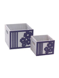 Portavaso viola in legno Fiore in set di 2, 15x15H12 cm (kit da 3)